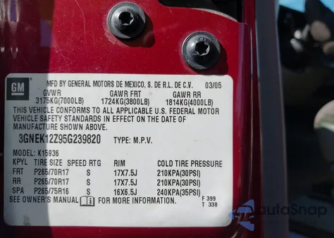 2005 Chevrolet Avalanche 1500 Z71 from USA, damaged, VIN 3GNEK12Z95G239820